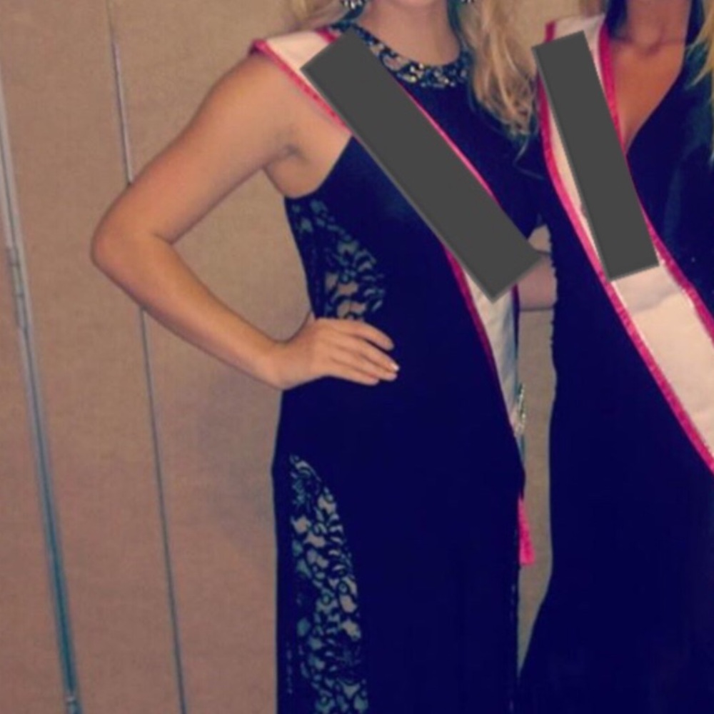 PRICE DROP Black/Tan lace and sequin formal gown